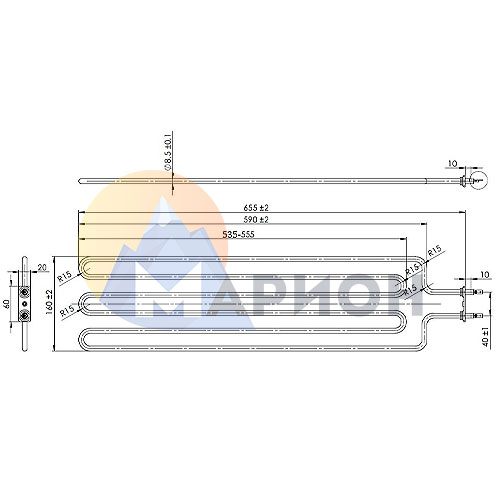 ТЭН для печи Харвия-К ZSE-259, 3000Вт. ТЭН для печи Харвия-К ZSE-259, 3000Вт.