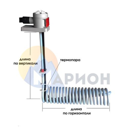 ТЭН фторопластовый, PTFE оболочка, модель HXL, 3000 Вт, 220 В